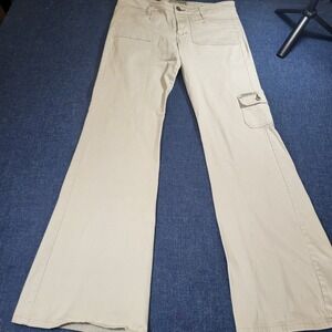 VTG L.E.I. Authentic Workwear Tan Khaki Flare Leg Cargo Pants Womens Size 9 Y2K